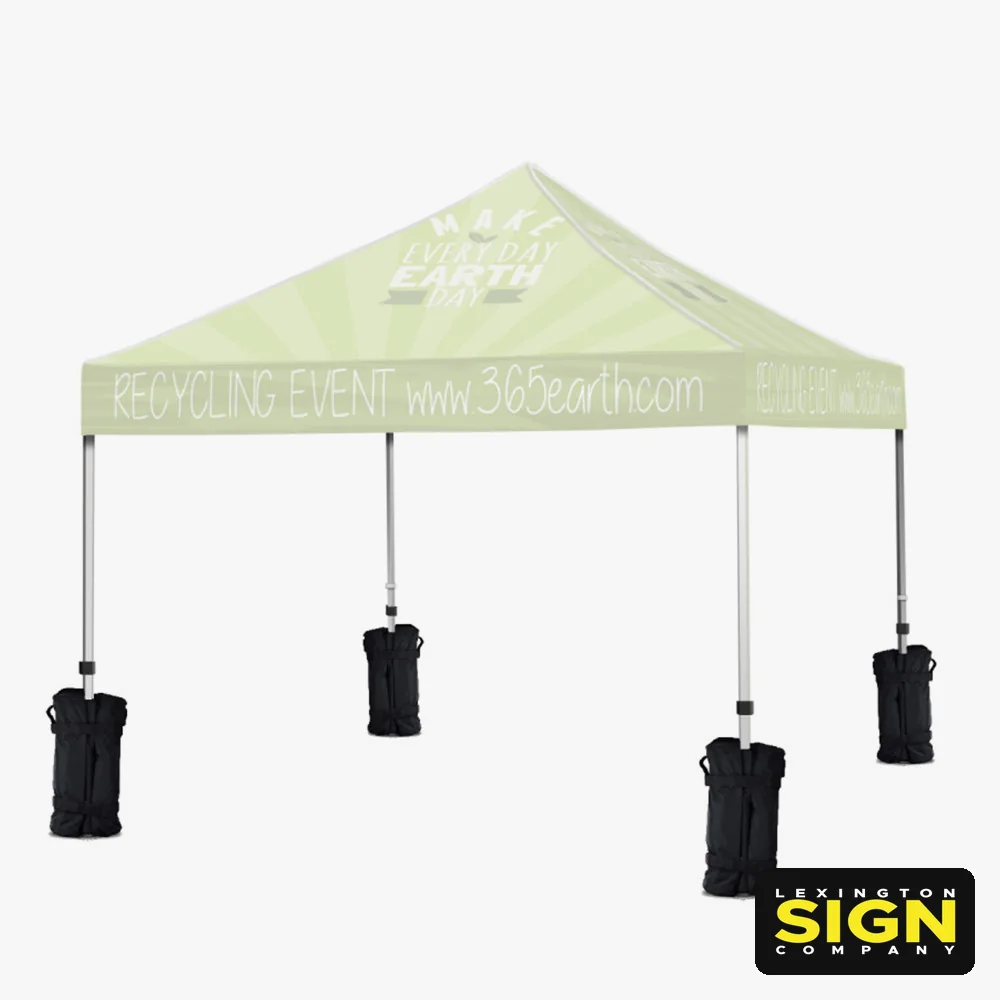 Event tent with optional sandbags on each leg